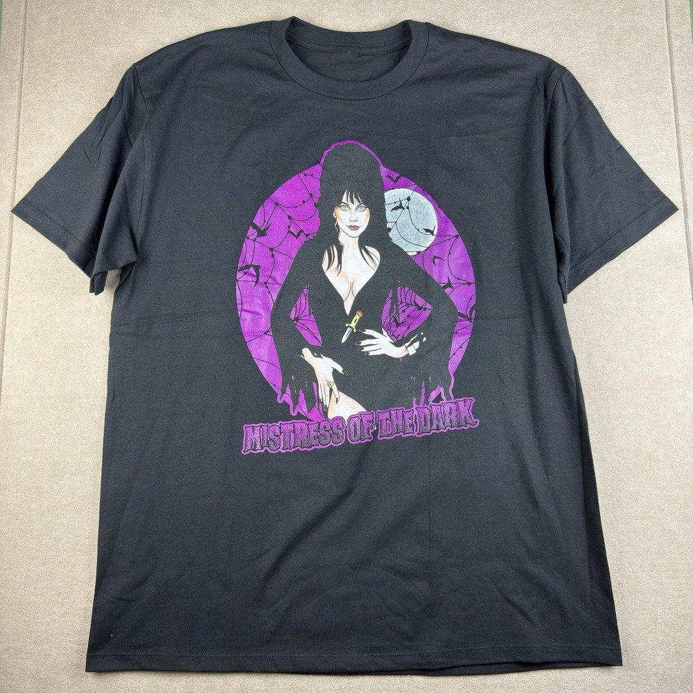 Elvira Mistress of the Dark T‎ Shirt Men's L Black Horror Movie Tee Gothic